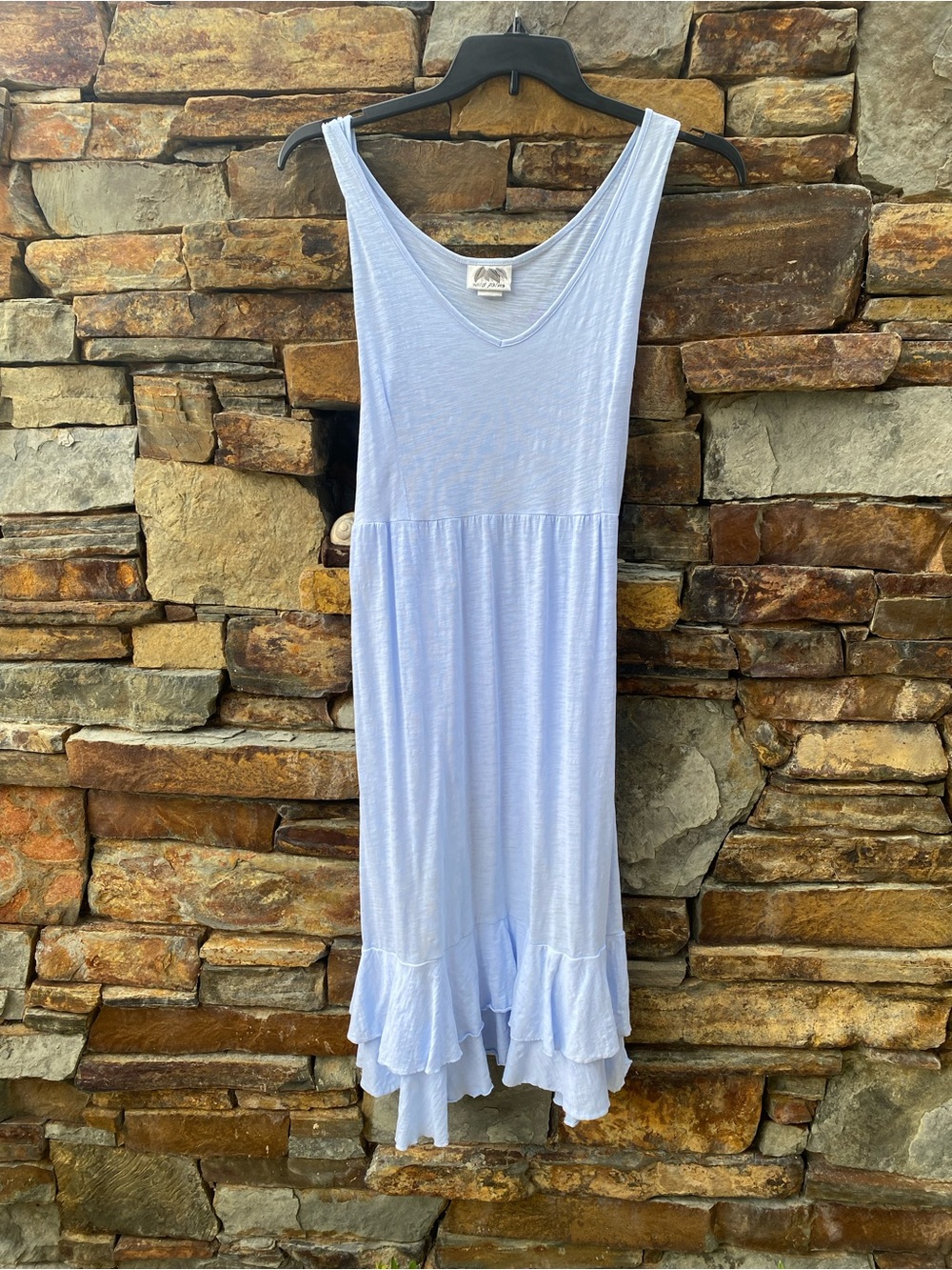Light Blue Women's Sleeveless Ruffle-Hem Dress